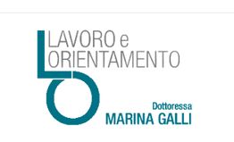 Testo: "Lavoro e orientamento" con nome Dott.ssa Marina Galli in blu.