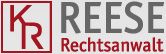 Logo: KR in einem Quadrat, daneben steht "REES" in Grau und "Rechtsanwalt" in Rot.