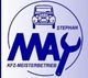 Logo von "Stephan MAY KFZ-Meisterbetrieb" mit Auto und Schraubenschlüssel-Symbol.