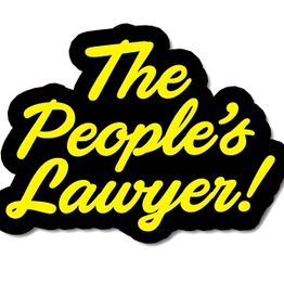 Yellow text "The People's Lawyer!" on a black background.