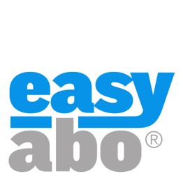 Logo mit blauem "easy" und grauem "abo" auf weißem Hintergrund.