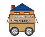 Zeichnung eines Hauses mit Rädern, Schrift: "Haushalts- und Firmenumzüge".