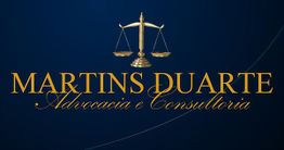 Logotipo com a balança da justiça e texto: "Martins Duarte Advocacia e Consultoria".
