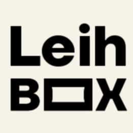Schwarzer Text "Leih BOX" auf hellem Hintergrund, bei "BOX" ein rechteckiges Symbol.