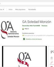 Página de Google Play con app "GA Soledad Monzón" lista para instalar.