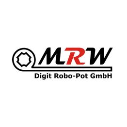 Logo von MRW Digit Robo-Pot GmbH mit Zahnrad und Schriftzug in Schwarz und Rot.