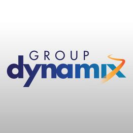 Logo of Group Dynamix with stylized text and an orange swoosh on a gray gradient background.