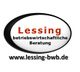 Schwarz-weiße Grafik mit "Lessing betriebswirtschaftliche Beratung www.lessing-bwb.de".