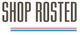 "SHOP ROSTED" med farvede linjer nedenunder.