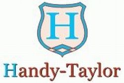 Logo mit einem blauen "H" in einem Wappen, darunter der Text "Handy-Taylor".