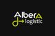 Logo de AlberA Logistic en blanco y verde con flecha y fondo negro.