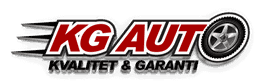 Logo med teksten "KG Auto - Kvalitet & Garanti" og et dæk med en fælg.
