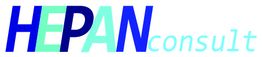 Text-Logo „HEPAN consult“ in Blautönen auf weißem Hintergrund.