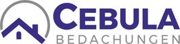 Logo mit Haus-Symbol, Text: "Cebula Bedachungen" in Blau und Grau.
