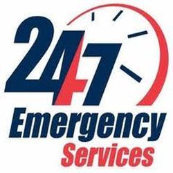 "24/7 Emergency Services logo with clock graphic."