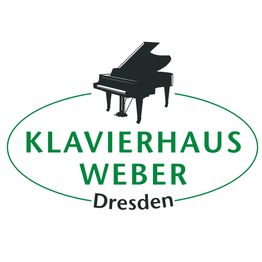 Logo mit einem schwarzen Flügel und grünem Text: "Klavierhaus Weber Dresden".