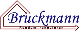 Logo mit Haus-Design und dem Text "Bruckmann Rundum renovieren" unter dem Namen.