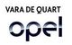 Texto "Vara de Quart" sobre el logo de Opel en fondo blanco.