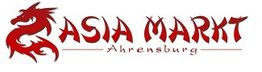 Roter Drache neben der Aufschrift "Asia Markt Ahrensburg" in stilisierter Schrift.