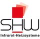 Logo von SHW Infrarot-Heizsysteme mit roten Quadraten über dem Schriftzug.
