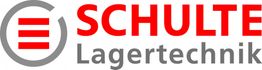 Logo von Schulte Lagertechnik mit grauem Kreis und drei roten Linien darin.