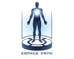 Silhouette d'un corps humain bleu avec "ESPACE CRYO" en dessous.