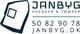 Logo for Janbyg: Snedker & tømrer med telefonnummer og hjemmeside janbyg.dk.