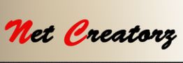"Net Creatorz logo with red and black text on a beige background."