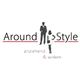 Logo "Around Style": Silhouetten von Mann und Frau mit Text "anziehend & wirken".