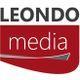 Logo von Leondo Media mit rotem Hintergrund und weißer Schrift.