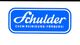 Blau-weißes Logo mit der Aufschrift „Schulder CHEM. REINIGUNG-FÄRBEREI“.