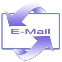 Purple arrows encircle the word "E-Mail" on a white background.