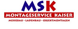 Logo von MSK Montageservice Kaiser mit den Wörtern "Messebau - Ladenbau - Objektmontagen".