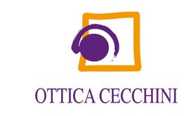 Logo di Ottica Cecchini: cerchio viola al centro di un quadrato arancione stilizzato.