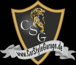 Wappen mit Tiger und den Buchstaben CSG, unten Banner mit "www.CarStyleGarage.de".