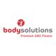 Logo von Bodysolutions, mit rotem und grauem Text: "Premium EMS Fitness".