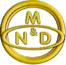 Goldenes Logo mit Buchstaben M, N & D in Kreisen.