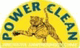 Gelbes Logo mit springendem Tiger und Text "Power Clean" in grüner Schrift.