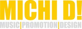 Gelbes Logo mit "Michi D!" und grauer Schrift "Music | Promotion | Design" darunter.