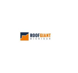 Logo with orange roof design and text: "ROOF GIANT MICHIGAN" in blue and orange.