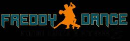 Logo "Freddy Dance" con silhouette di coppia che balla, testo: "Studio Danza e Fitness".
