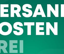Weiße Schrift auf grünem Hintergrund: "VERSAND KOSTEN FREI".