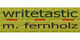 Schriftzug "writetastic m. fernholz" auf grünem Hintergrund.