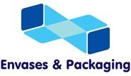 Logo de "Envases & Packaging" con figuras geométricas en azul y turquesa.