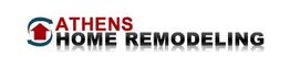 Logo of Athens Home Remodeling with a house icon inside a blue and red circle.