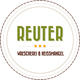 Logo: "Reuter Waescherei & Heissmangel" mit drei Sternen, umgeben von einem Kreismuster.