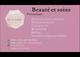 Carte de visite rose de soins de beauté avec services et contacts de l'entreprise.