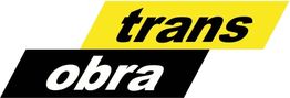 Logo com as palavras "trans" em amarelo e "obra" em preto em formas diagonais.