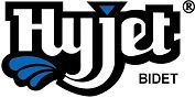 Logo mit Text "Hyjet Bidet" und blauen Wasser-Symbolen.
