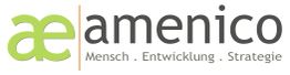 Logo von Amenico mit Schriftzug: "Mensch. Entwicklung. Strategie."